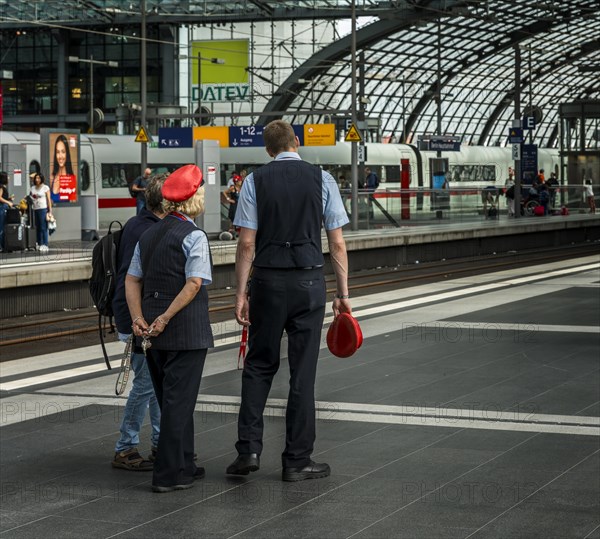 Passengers and staff at Berlin Central Station, Berlin, Germany, Europe