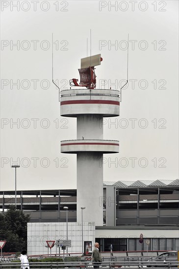 A maritime radar tower with antennas and technology in a harbour area, Hamburg, Hanseatic City of Hamburg, Germany, Europe