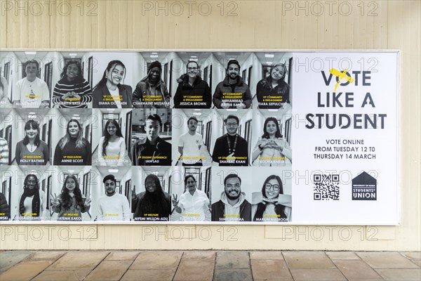 Election posters for student elections, University of Essex, Colchester, Essex, England, UK