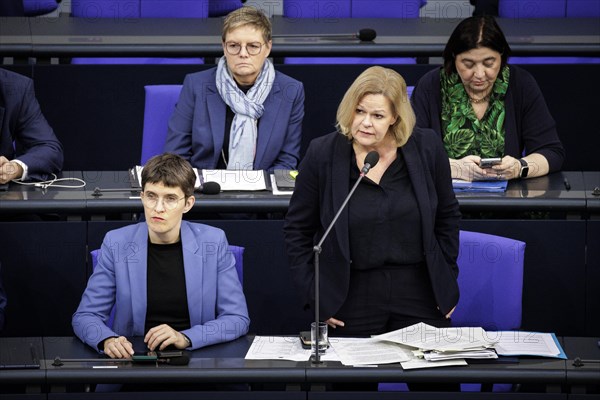 Nancy Faeser, Federal Minister of the Interior and Home Affairs, photographed during the government questioning. photographed during the government questioning in the German Bundestag. Berlin, 20.03.2024