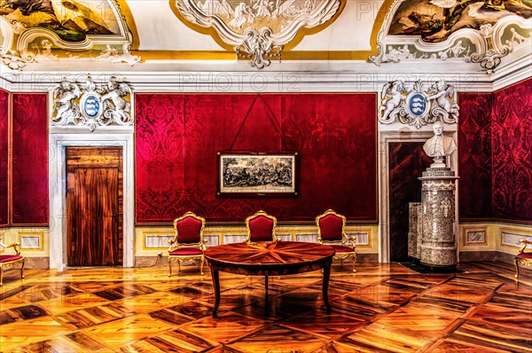 Hall with tiled stove, Palazzo Patriarcale, Dioezesan Museum with the Tiepolo Galleries, 16th century, Udine, most important historical city in Friuli, Italy, Udine, Friuli, Italy, Europe