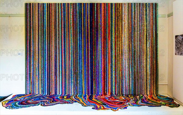 Cast lines and colours, tribute to Ian Davenport, mosaic school that produces mosaic masters, Spilimbergo, city of mosaic art, Friuli, Italy, Spilimbergo, Friuli, Italy, Europe