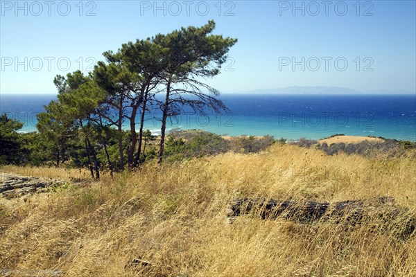 View to sea from Ancient Kamiros, Rhodes, Greece, Europe