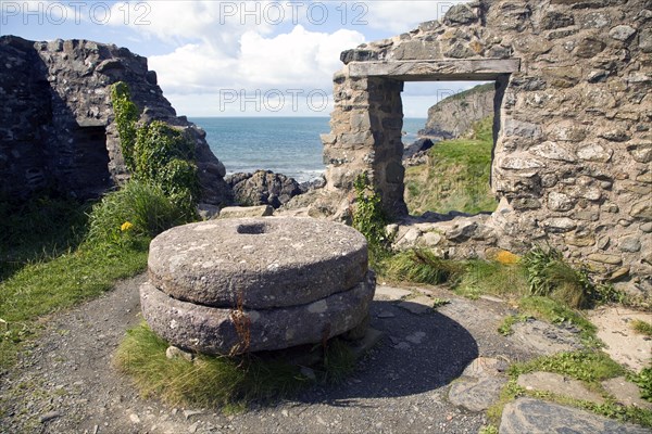 Mill wheels and remaining walls, Trefin, Pembrokeshire, Wales, United Kingdom, Europe