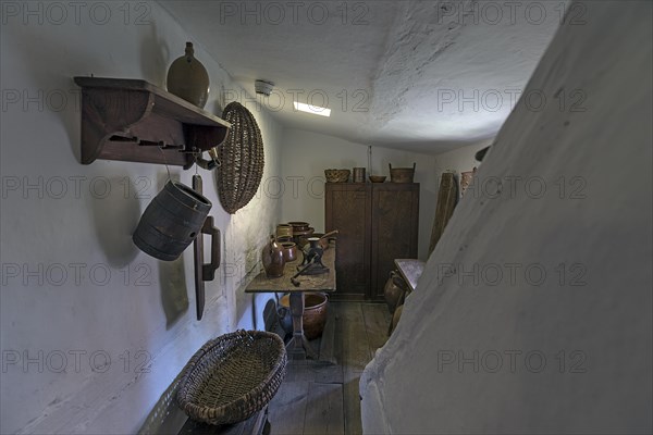 Pantry in a historic farmhouse from the 19th century, Open-Air Museum of Folklore Schwerin-Muess, Mecklenburg-Vorpommerm, Germany, Europe