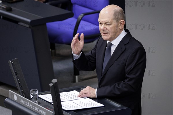 Olaf Scholz, Federal Chancellor, recorded as part of the government statement on the European Council. Berlin, 20 March 2024