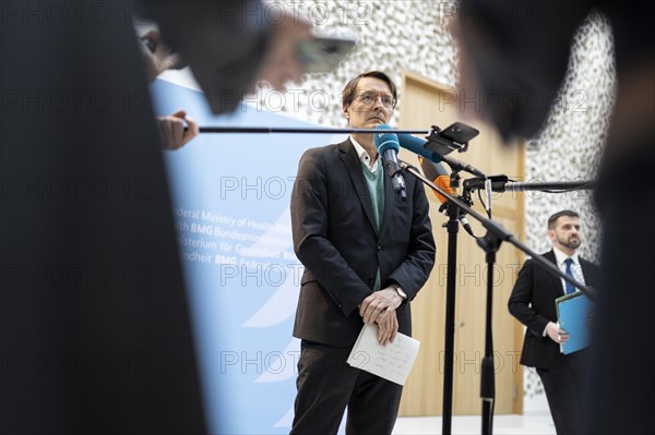 Karl Lauterbach (SPD), Federal Minister of Health, recorded during talks on the key points of the Nursing Competence Act, with nursing care associations, at the Federal Ministry of Health in Berlin, 20 March 2024