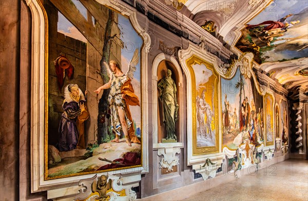 Galleria with the cycle of frescoes by G. B. Tiepolo, Palazzo Patriarcale, Dioezesan Museum with the Tiepolo Galleries, 16th century, Udine, most important historical city in Friuli, Italy, Udine, Friuli, Italy, Europe