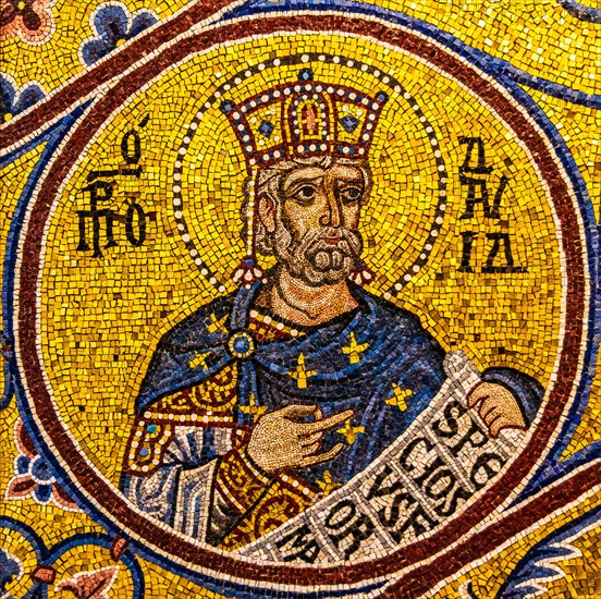 King William II, mosaic copy, Monreale Cathedral, Palermo, mosaic school producing mosaic masters, Spilimbergo, city of mosaic art, Friuli, Italy, Spilimbergo, Friuli, Italy, Europe