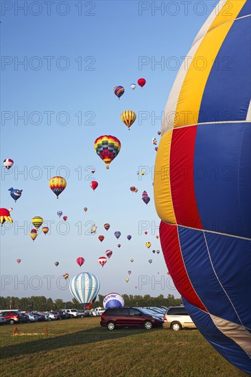 Hot-air balloons, Ballooning Festival, Saint-Jean-sur-Richelieu, Quebec Province, Canada, North America