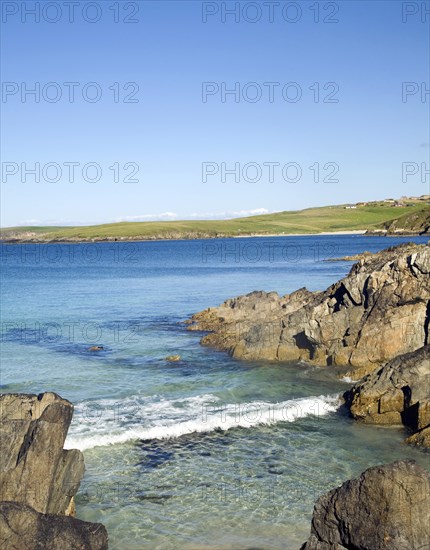 Sandy beach, Bay of Scousburgh, Shetland Islands, Scotland, United Kingdom, Europe