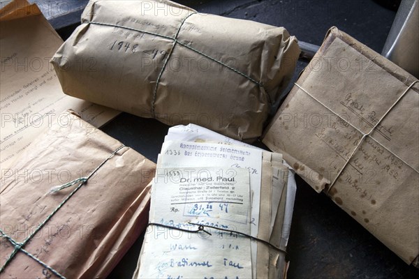 Old prescriptions from 1948 lie on a worktable in the former laboratory of the historic Berg-Apotheke pharmacy in Clausthal-Zellerfeld. The current Berg-Apotheke, one of the oldest pharmacies in Germany, was built in 1674, 09 November 2015