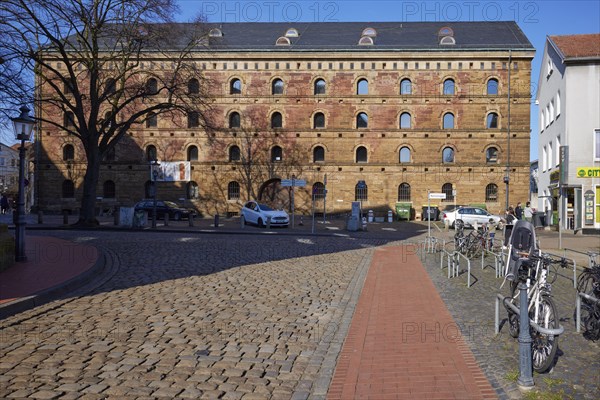 The Proviant-Magazin Minden is a building in neo-Romanesque style and part of the Minden Fortress, Muehlenkreis Minden-Luebbecke, North Rhine-Westphalia, Germany, Europe