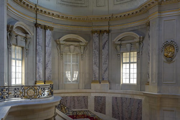 Interior view, historic staircase and window in the foyer, Bode Museum, Berlin, Germany, Europe