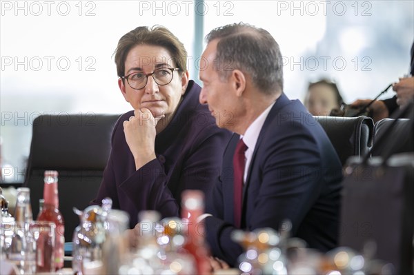 Klara Geywitz, Federal Minister for Construction, and Volker Wissing, Federal Minister for Transport and Digitalisation, on the sidelines of a cabinet meeting. Berlin, 20.03.2024