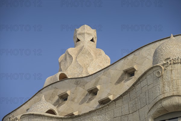 Facade, La Pedrera, Casa Mila, Barcelona, Catalonia, Spain, Europe