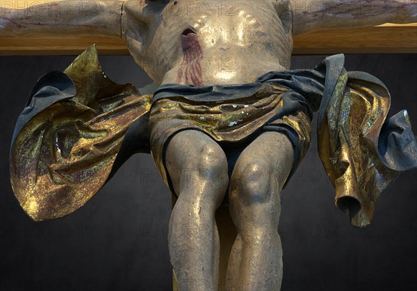 Drapery of Christ's loincloth, figure of the crucifixion group by Veit Wirsberger around 1509, St Clare's Church, Koenigstr. 66, Nuremberg, Middle Franconia, Bavaria, Germany, Europe