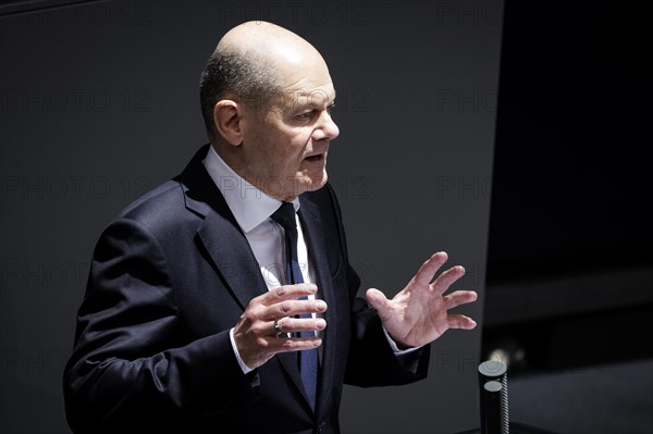 Olaf Scholz, Federal Chancellor, recorded as part of the government statement on the European Council. Berlin, 20 March 2024