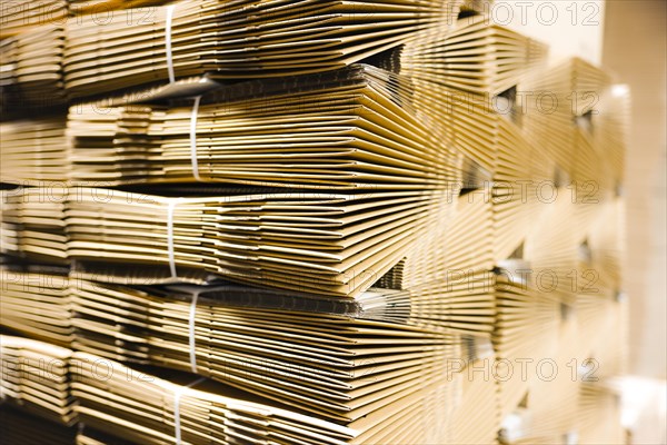 Cardboard packaging, stack of cardboard boxes for shipping in a logistics centre, Cologne, North Rhine-Westphalia, Germany, Europe