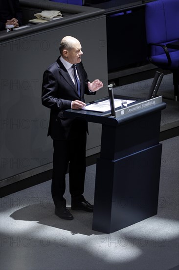 Olaf Scholz, Federal Chancellor, recorded as part of the government statement on the European Council. Berlin, 20 March 2024