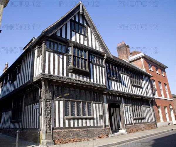 Ancient half timbered black and white building, Oak House, Northgate Street, Ipswich, Suffolk, England, United Kingdom, Europe