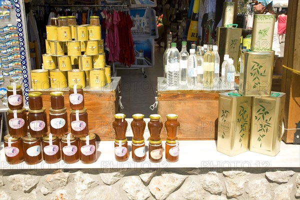 Local products display on sale Siana, Rhodes, Greece, Europe