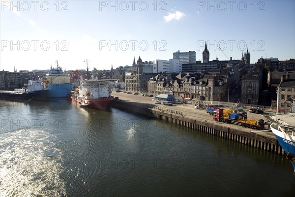 Lens flare Port harbour, Aberdeen, Scotland, United Kingdom, Europe