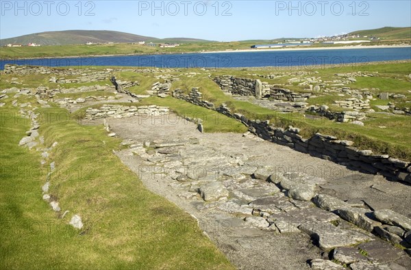 Jarslhof Viking longhouse, Shetland Islands, Scotland, United Kingdom, Europe