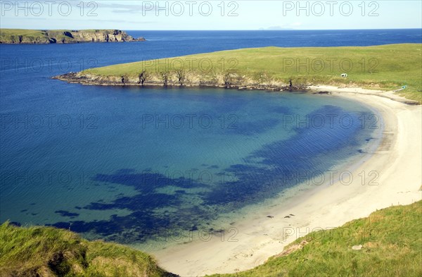 Sandy beach, Bay of Scousburgh, Shetland Islands, Scotland, United Kingdom, Europe