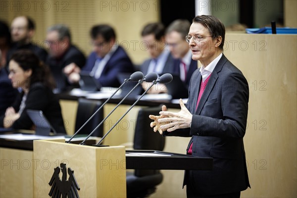 Karl Lauterbach, Federal Minister of Health, recorded during his speech at the 1042nd session of the Bundesrat. Berlin, 22/03/2024