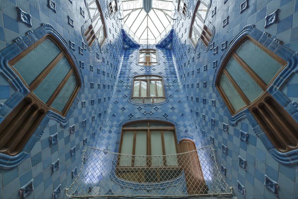 Staircase, Casa Batllo, apartment building by Antoni Gaudi, Passeig de Gracia, Barcelona, Catalonia, Spain, Europe