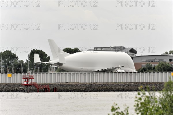 Beluga, Airbus, A300-600, aeroplane, transport aircraft, large aircraft fuselage without wings behind a fence in an industrial storage area, Hamburg, Hanseatic City of Hamburg, Germany, Europe