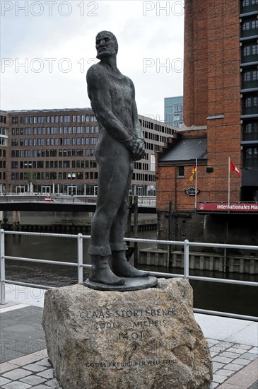 Monument to the famous pirate Claus Stoertebeker in Hamburg, Hamburg, Hanseatic City of Hamburg, Germany, Europe