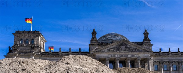 Construction work in front of the Reichstag building, Berlin, Germany, Europe