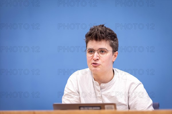 Anna-Nicole Heinrich, President of the Synod of the Protestant Church in Germany (EKD), at a federal press conference organised by the Alliance Together for Democracy. At the federal level. On the ground. For all. in Berlin, 21.03.2024