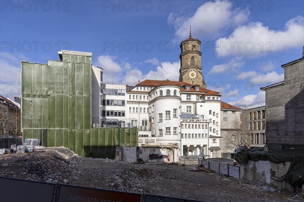 Following the insolvency of the Galeria Karstadt Kaufhof department stores' chain, the future of the prime site in Stuttgart city centre is open. The property company Signa Real Estate was planning a commercial building for retail, restaurants and offices on the corner of Koenigstrasse and Schulstrasse. Stuttgart, Baden-Wuerttemberg, Germany, Europe