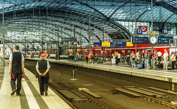 Passengers and staff at Berlin Central Station, Berlin, Germany, Europe