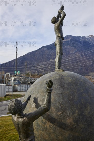Public art object Le Visionnaire, The Visionary by artist Michel Favre in Martigny, district of Martigny, canton of Valais, Switzerland, Europe