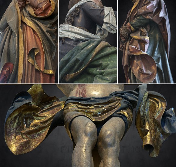 Vestments of Mary, Christ, Magdalene, John, figure of the crucifixion group by Veit Wirsberger around 1509, St Clare's Church, Koenigstr. 66, Nuremberg, Middle Franconia, Bavaria, Germany, Europe