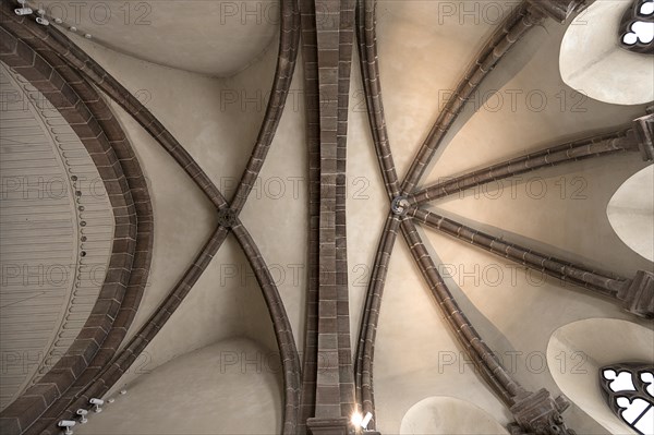 Early Gothic ribbed vault in St Clare's Church, Koenigstrasse 66, Nuremberg, Middle Franconia, Bavaria, Germany, Europe