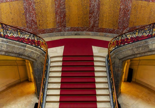 Interior photograph, historic staircase in the foyer, Bode Museum, Berlin, Germany, Europe