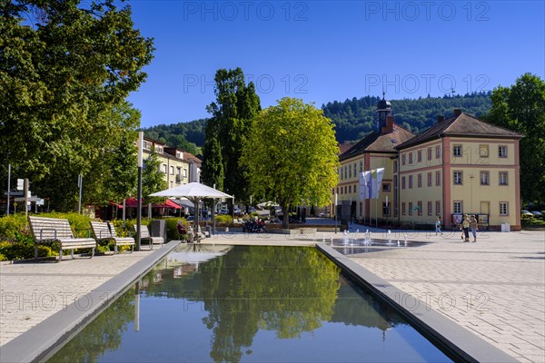 Water features at the spa hotel, spa garden, Bad Orb, Hesse, Germany, Europe