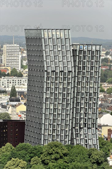 TANZENDE TUeRME, hotel and office building, completed in 2012, modern high-rise building with unique wave-shaped facade, Hamburg, Hanseatic City of Hamburg, Germany, Europe