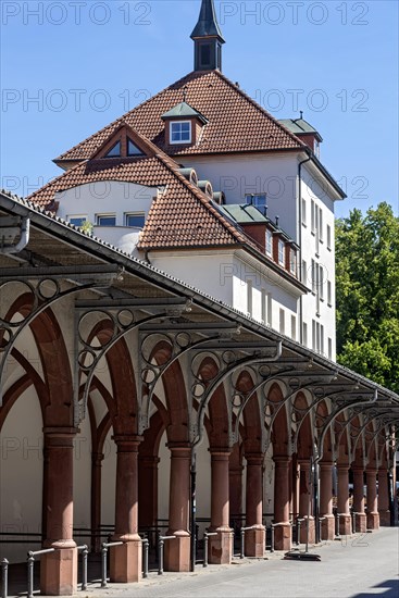 Historic market arbours, archway with columns, arcades, Giessen weekly market market, old town, Giessen, Giessen, Hesse, Germany, Europe