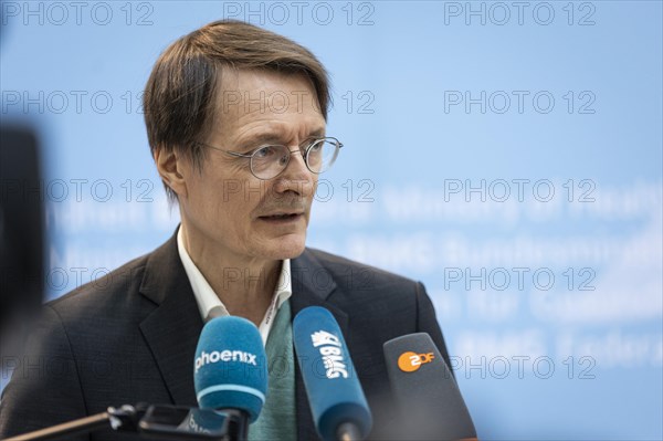 Karl Lauterbach (SPD), Federal Minister of Health, recorded during talks on the key points of the Nursing Competence Act, with nursing care associations, at the Federal Ministry of Health in Berlin, 20 March 2024