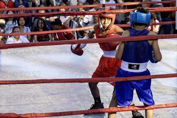 Oaxaca, Mexico, Youth boxing match in the zocalo, Central America