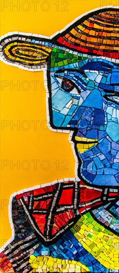 Picasso mosaic copy, mosaic school producing mosaic masters, Spilimbergo, city of mosaic art, Friuli, Italy, Spilimbergo, Friuli, Italy, Europe