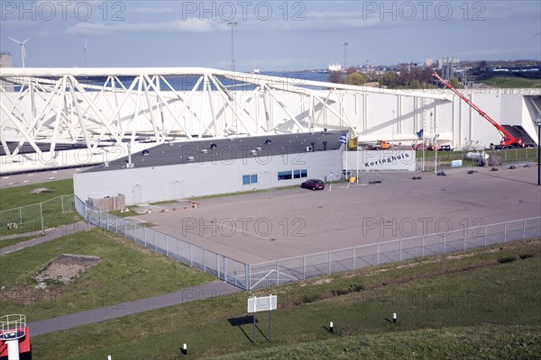 Maeslant Barrier storm surge flood defence, New Waterway, Hook of Holland, Rotterdam, Netherlands