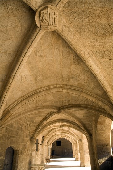 Cloister details, Palace of the Grand Masters, Rhodes, town, Rhodes, Greece, Europe