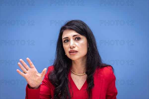 Eter Hachmann, Chairwoman, umbrella organisation of migrant organisations in Eastern Germany (DaMOst), at a federal press conference of the Alliance Together for Democracy. At the federal level. On the ground. For all. in Berlin, 21.03.2024